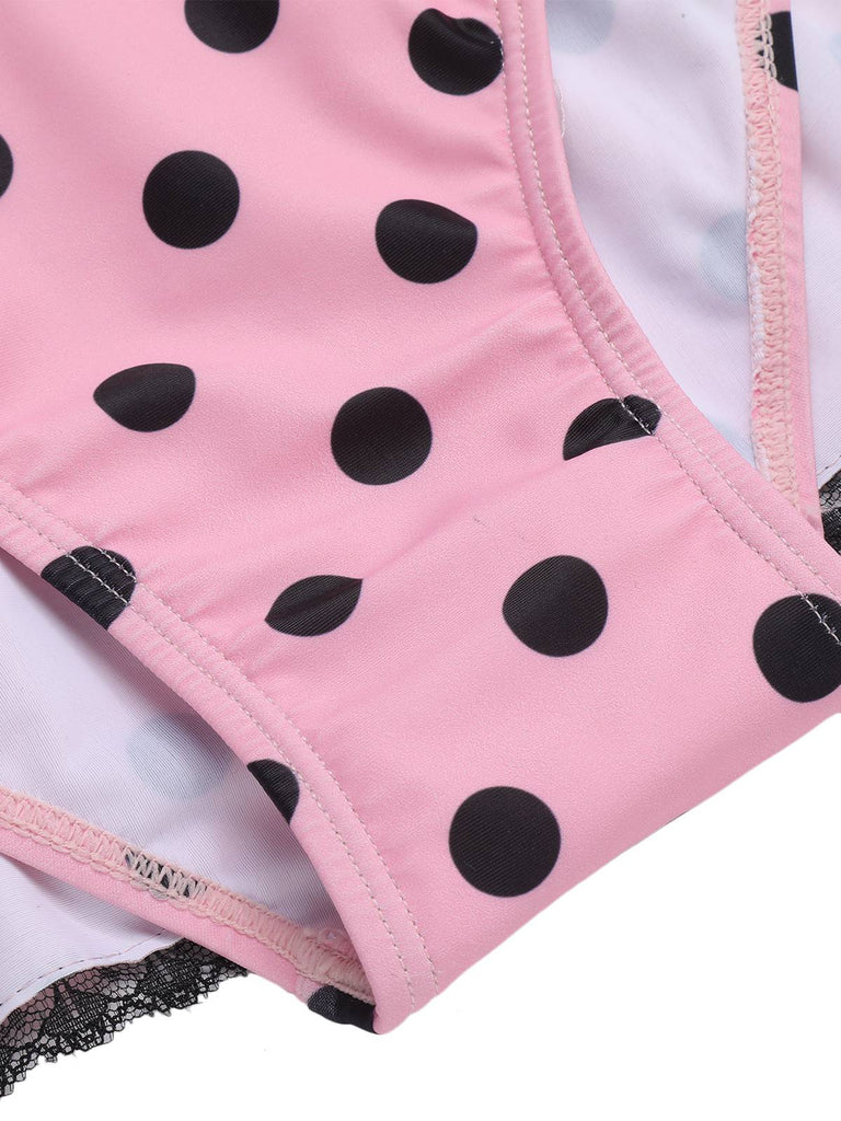 [Prevendita] [Taglia Forti] Costumi intero a pois verde chiaro anni '40