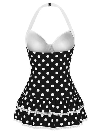 Costumi intero a pois fiocco nero anni '40