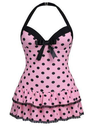 [Taglie Forti] Costume da bagno a pois rosa anni '40