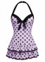 Costumi intero fiocco a pois viola anni '40