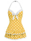 Costumi intero fiocco a pois giallo anni '40