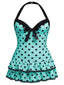 [Prevendita] [Taglia Forti] Costumi intero a pois verde chiaro anni '40
