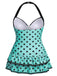 [Prevendita] [Taglia Forti] Costumi intero a pois verde chiaro anni '40
