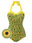 Costumi intero girasole scollo all'americana verde anni '30