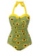 Costumi intero girasole scollo all'americana verde anni '30