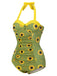 Costumi intero girasole scollo all'americana verde anni '30