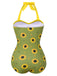 Costumi intero girasole scollo all'americana verde anni '30