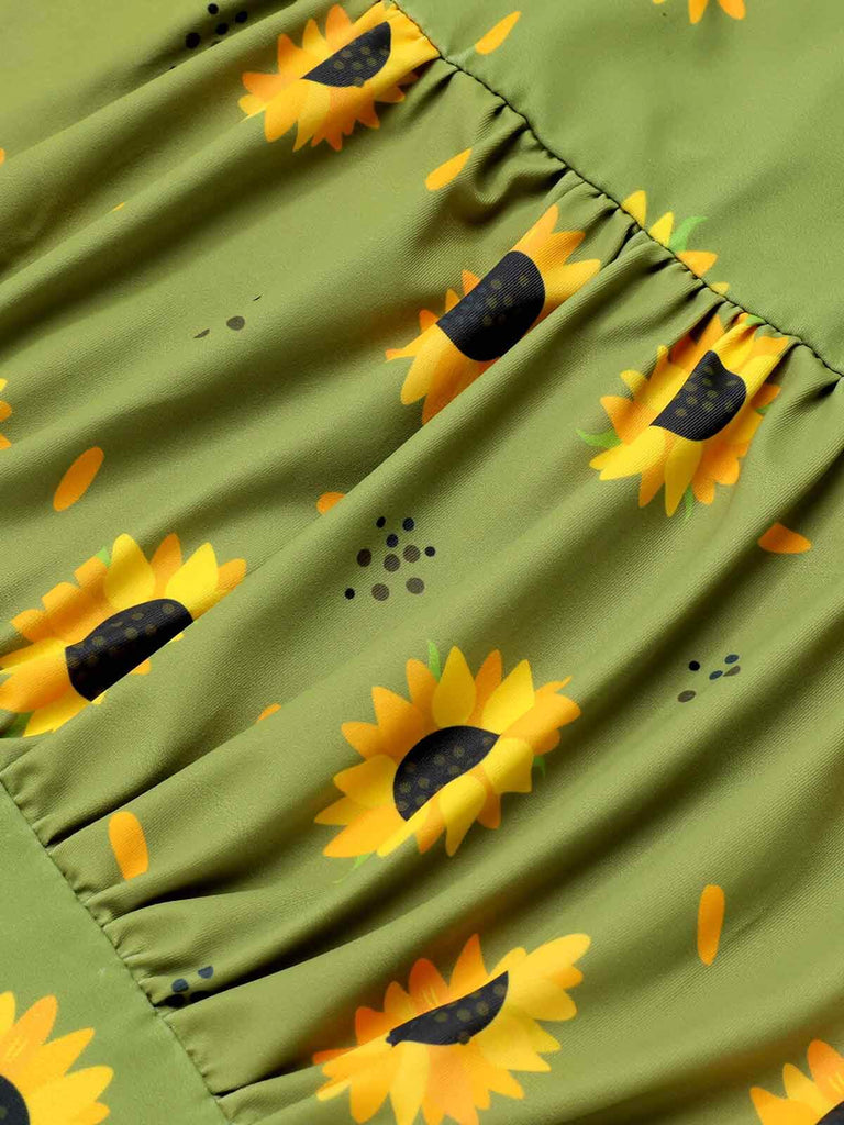 Costumi intero girasole scollo all'americana verde anni '30