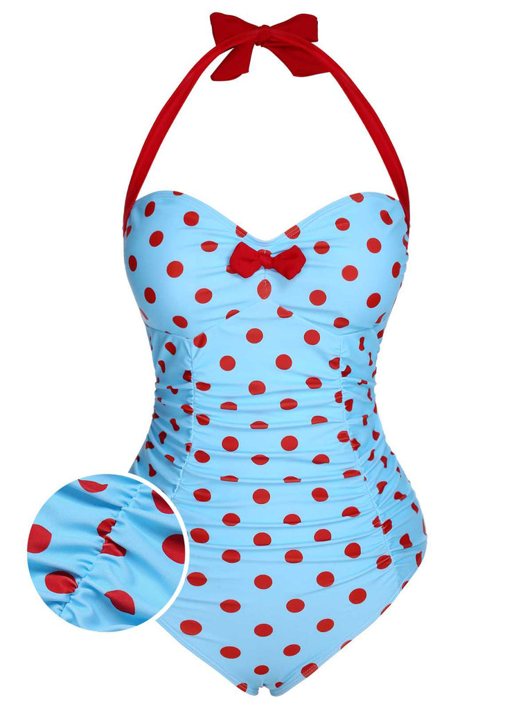 Costumi intero a pois a contrasto cavezza anni '40