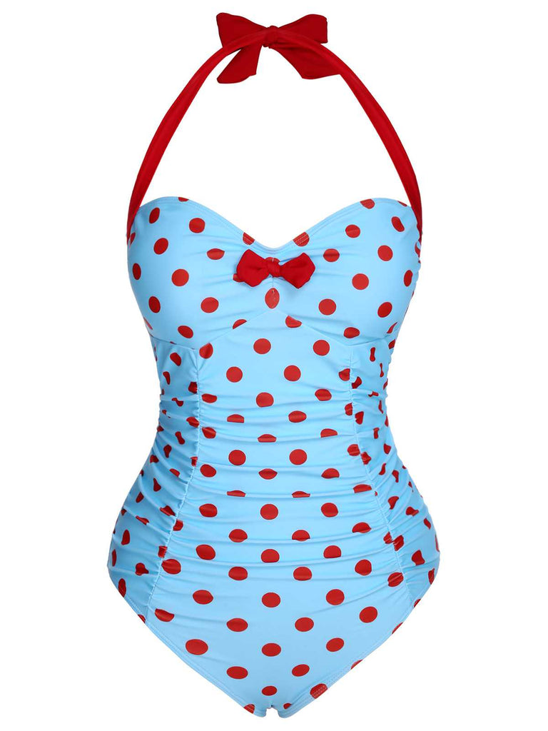 Costumi intero a pois a contrasto cavezza anni '40