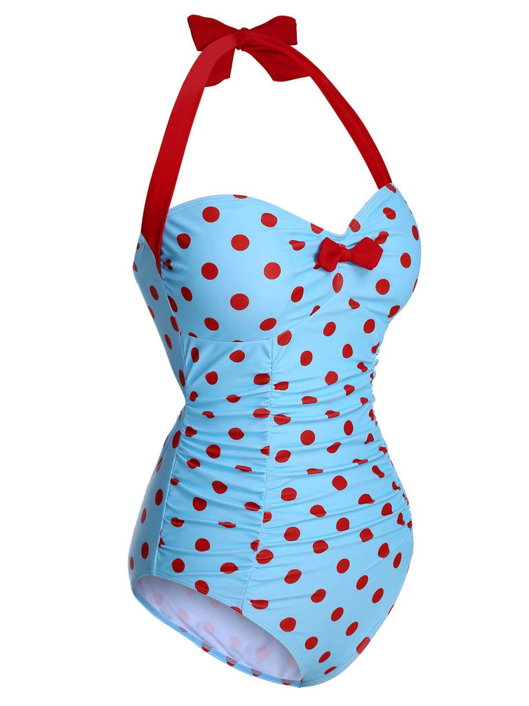 Costumi intero a pois a contrasto cavezza anni '40