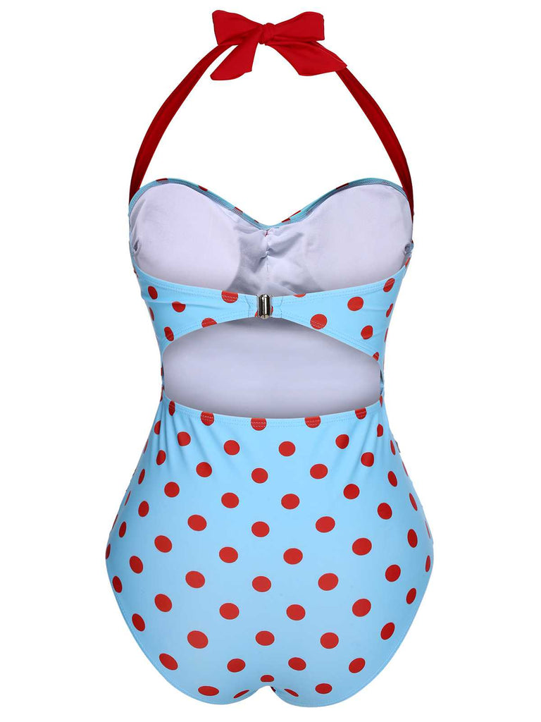 Costumi intero a pois a contrasto cavezza anni '40