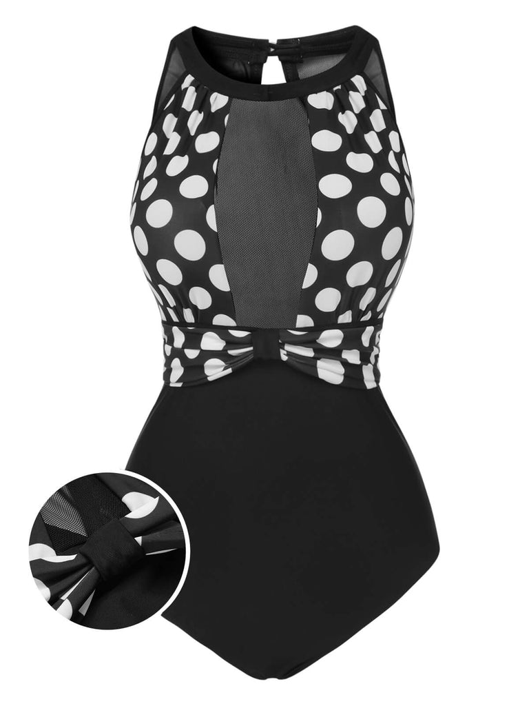 Costumi intero cava a pois nero anni '50