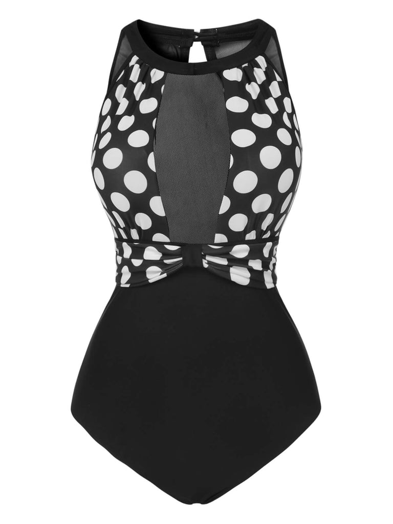 Costumi intero cava a pois nero anni '50