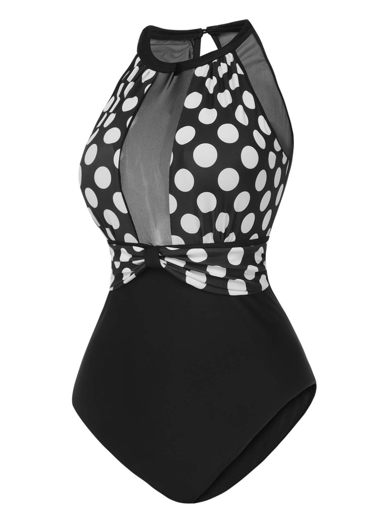 Costumi intero cava a pois nero anni '50
