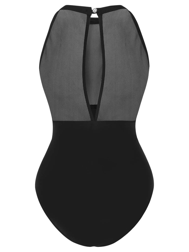 Costumi intero cava a pois nero anni '50