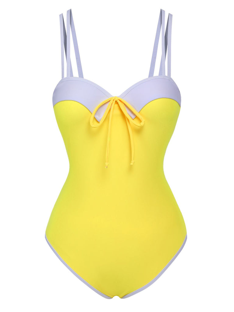 Costumi intero spalline e copricostume a margherite giallo anni '50