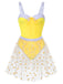 Costumi intero spalline e copricostume a margherite giallo anni '50