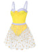 Costumi intero spalline e copricostume a margherite giallo anni '50