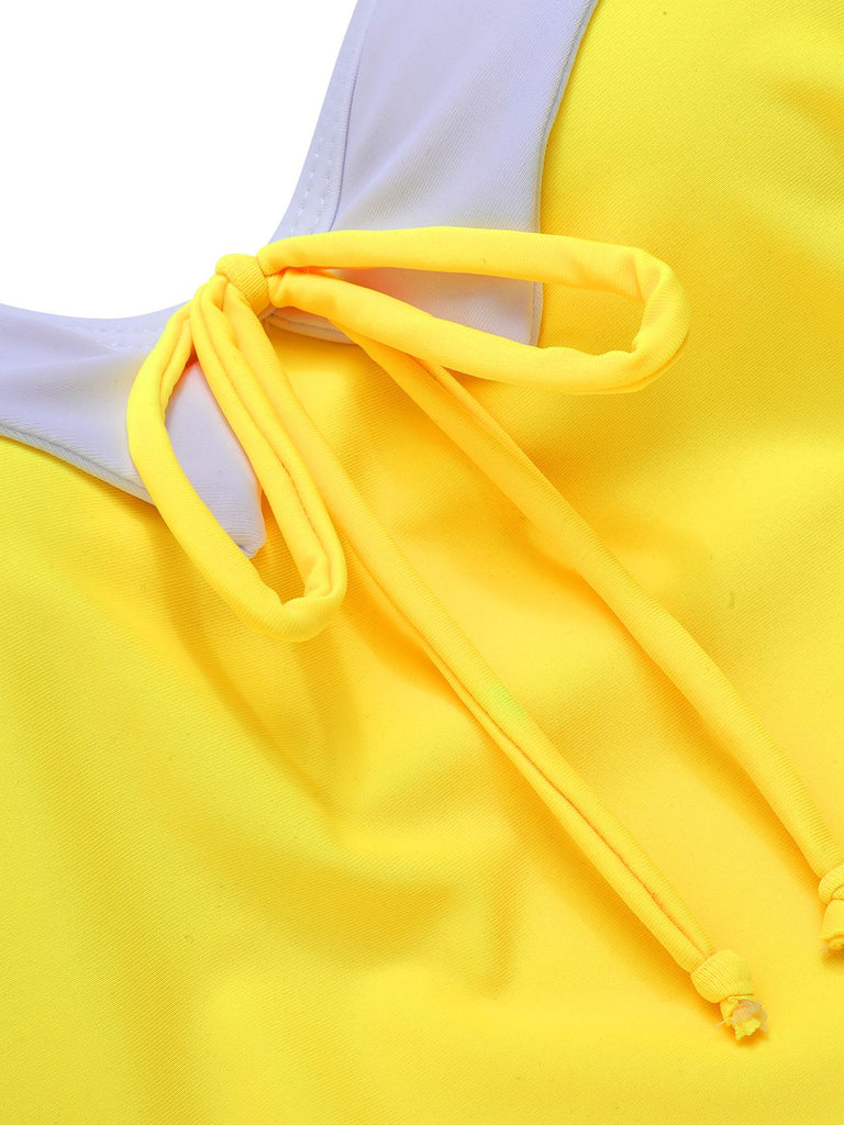 Costumi intero spalline e copricostume a margherite giallo anni '50