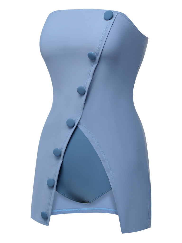 Costumi a fascia con bottoni blu anni '30