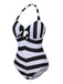 Costume da bagno a righe Barbie bianco e nero anni '50