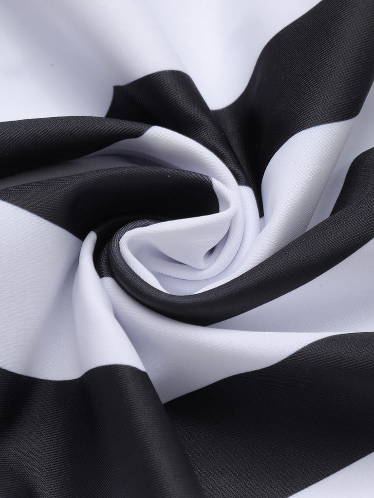 Costume da bagno a righe Barbie bianco e nero anni '50