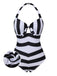 Costume da bagno a righe Barbie bianco e nero anni '50
