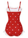 Costumi intero a pois volant in rete rosso anni '50