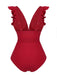 Costumi intero scollo a V profondo e cintura rosso anni '50