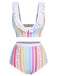 Costumi a righe arcobaleno volant multicolore anni '50