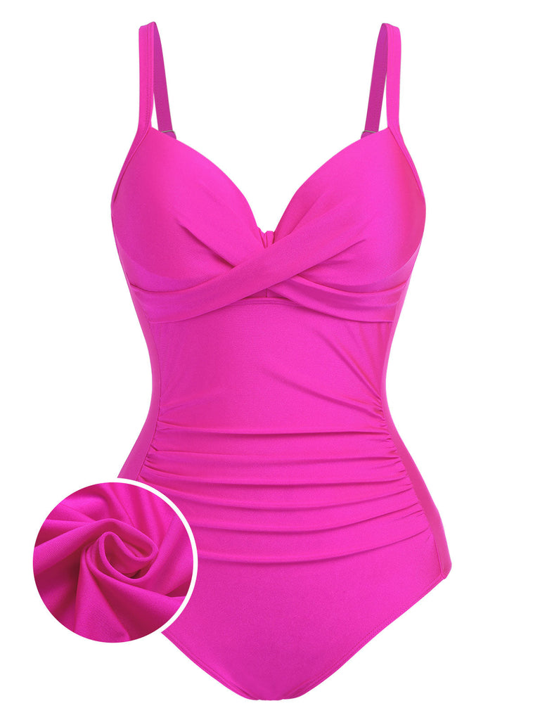 Costumi intero con spalline sottili rosa anni '60