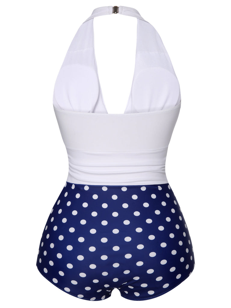 Costumi intero a pois blu e biancho anni '50