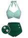 Costume da bagno con ferrettoa righe verdi anni '40