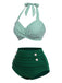 Costume da bagno con ferrettoa righe verdi anni '40