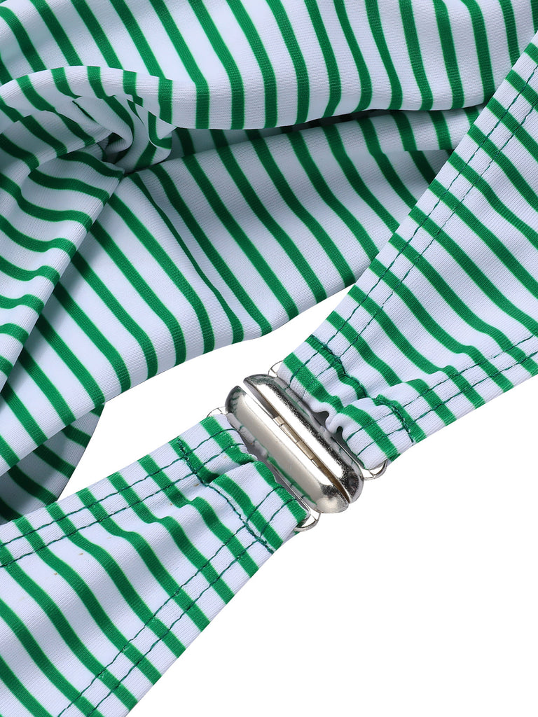Costume da bagno con ferrettoa righe verdi anni '40
