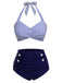 Costume da bagno con ferrettoa righe verdi anni '40