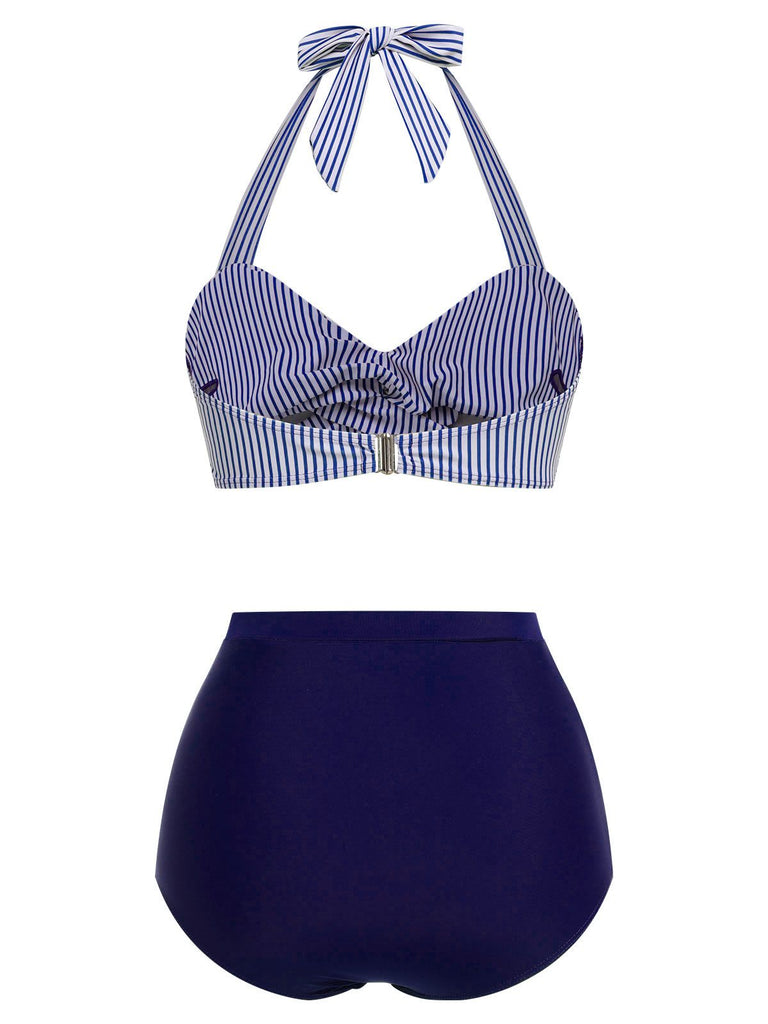 Costume da bagno con ferrettoa righe verdi anni '40