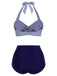 Costume da bagno con ferrettoa righe verdi anni '40