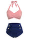 Costume da bagno con ferrettoa righe verdi anni '40