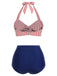 Costume da bagno con ferrettoa righe verdi anni '40