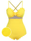 Costumi intero con spalline sottili cava giallo anni '50
