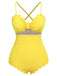 Costumi intero con spalline sottili cava giallo anni '50