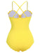 Costumi intero con spalline sottili cava giallo anni '50