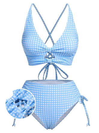 Costumi spalline sottili e plaid blu anni '50