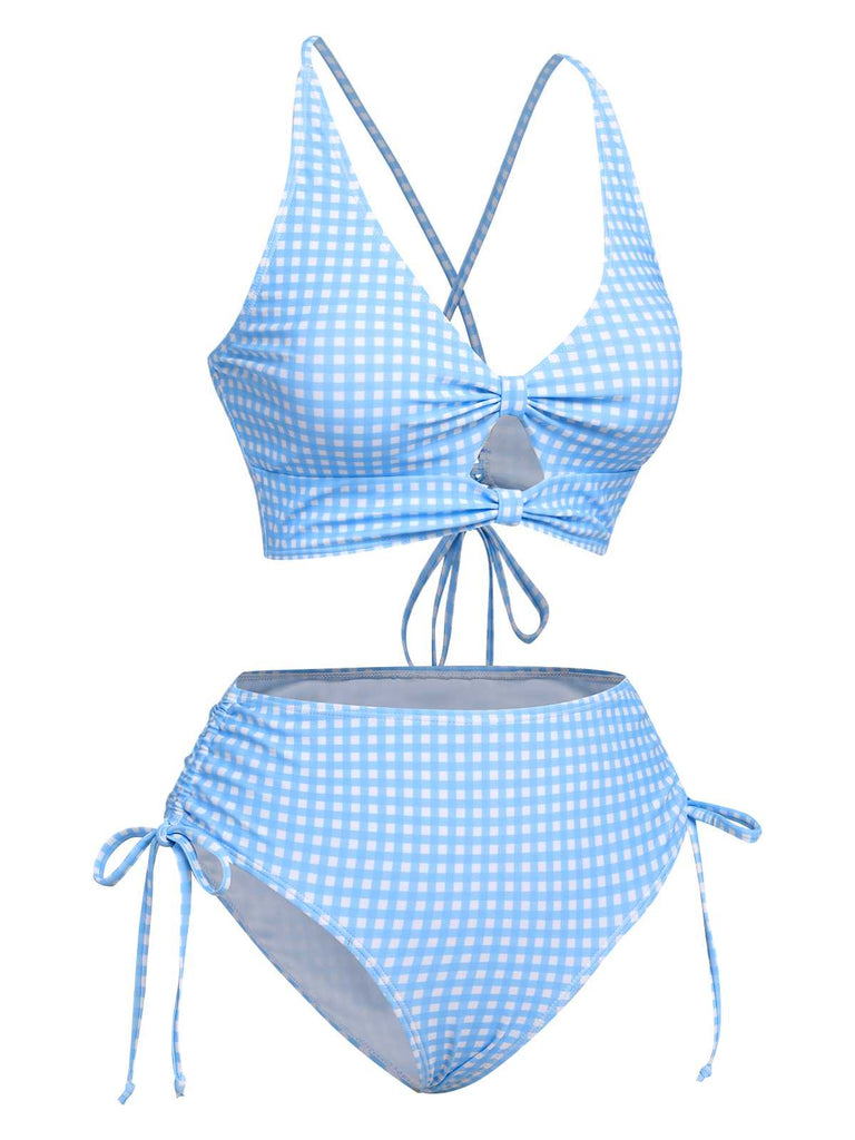 Costumi spalline sottili e plaid blu anni '50