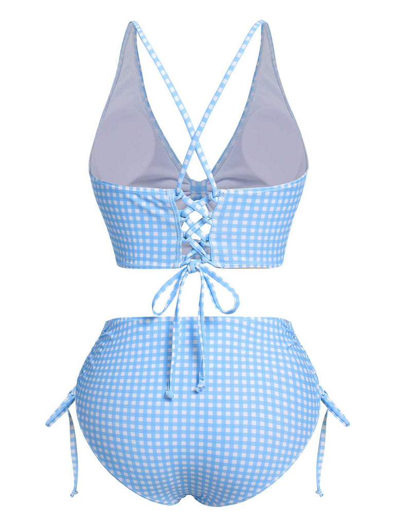 Costumi spalline sottili e plaid blu anni '50