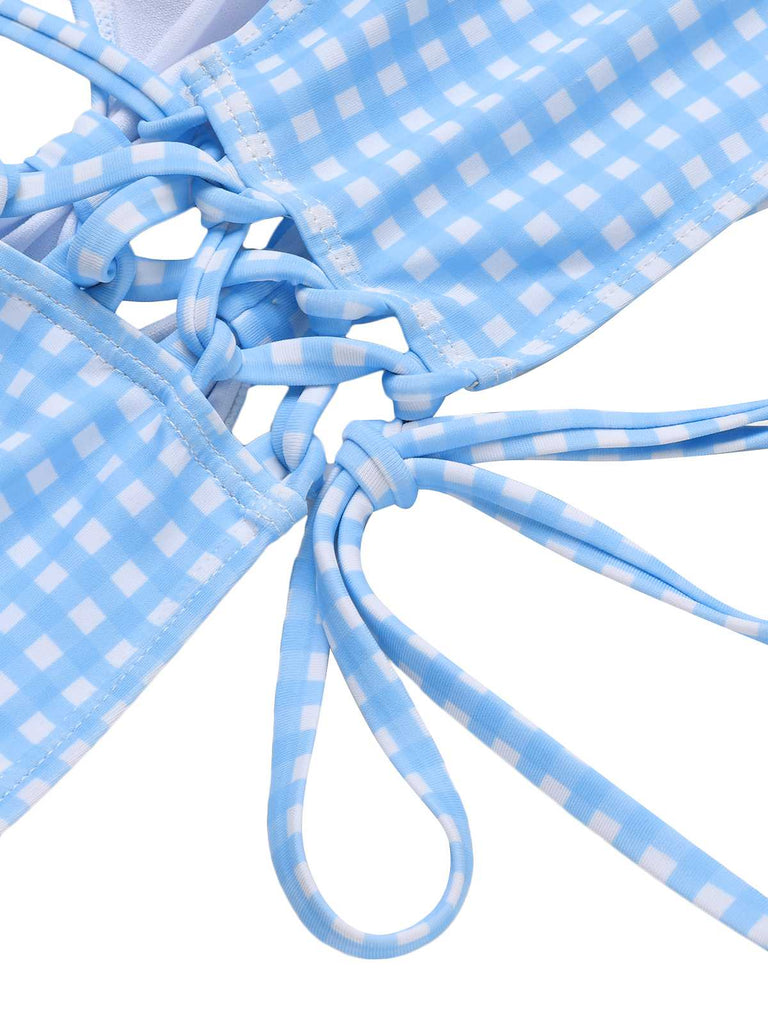 Costumi spalline sottili e plaid blu anni '50
