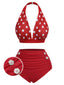 Costumi scollo all'americana pois rosso anni '50