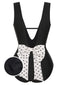 Costumi intero a pois fiocco e scollo a V nero anni '50